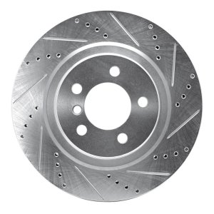 Land Rover Range Rover Brake Rotor (1) - Front Right - R1 Concepts - Drilled & Slotted - Silver - `06-`09